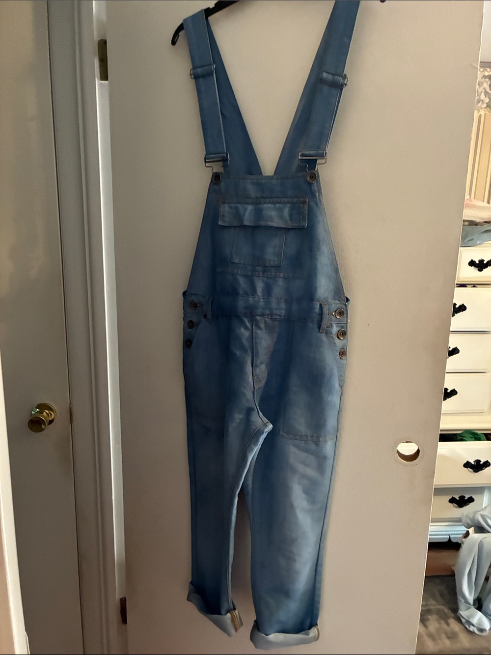 Vintage Light Blue Women's Denim Overalls Size 30 R Adjustable Straps
